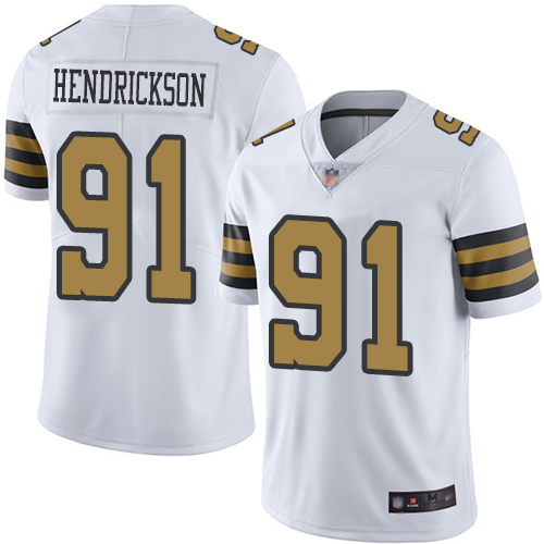 Men New Orleans Saints Limited White Trey Hendrickson Jersey NFL Football 91 Rush Vapor Untouchable Jersey
